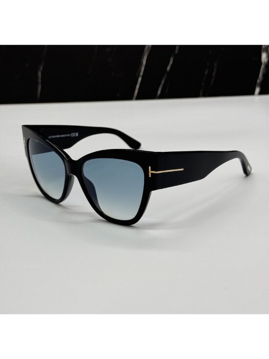 NEW TOM FORD ANOUSHKA TF371 01B BLACK/BLUE WOMEN CAT EYE SUNGLASSES FT0371 main image 7